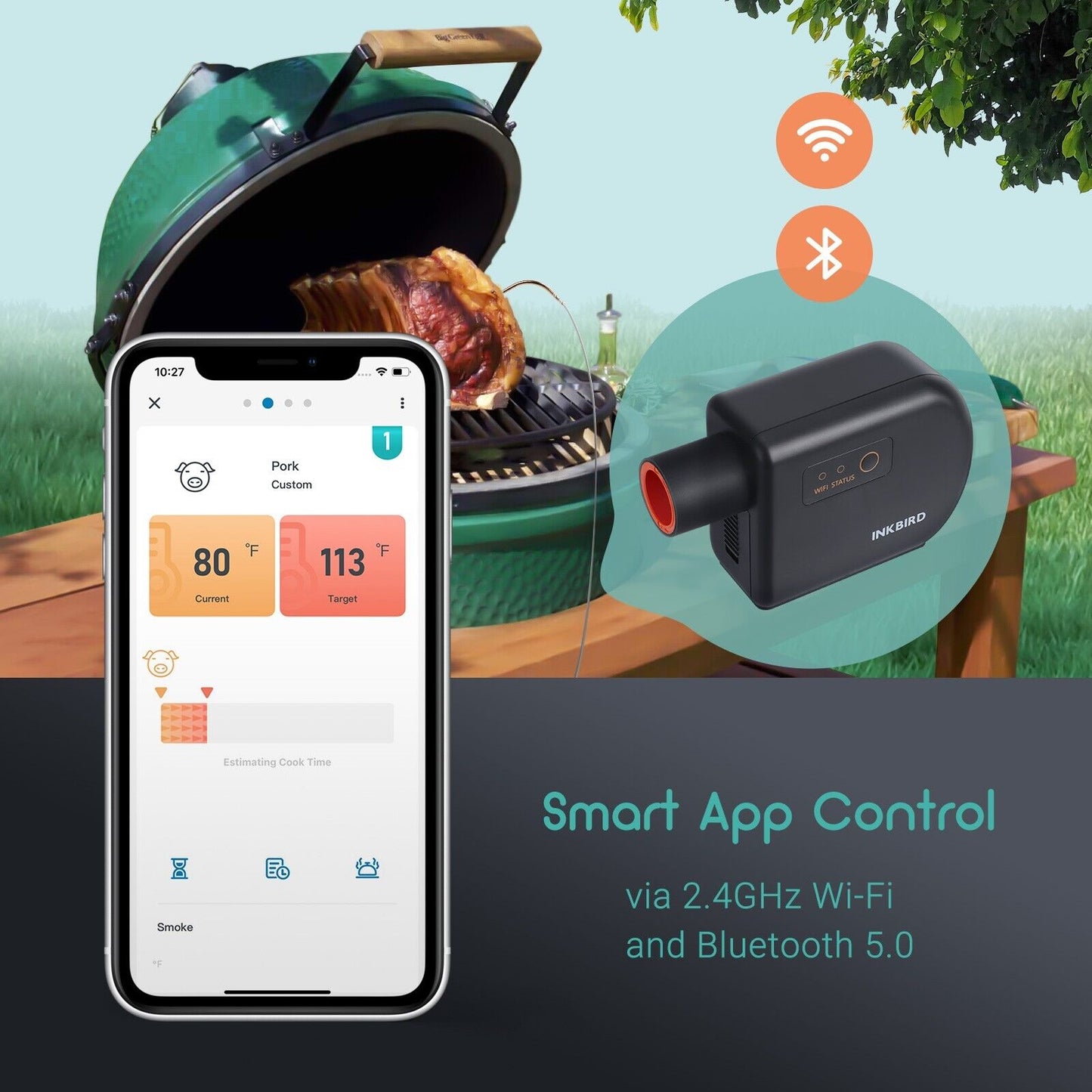 INKBIRD ISC027BW WiFi and Bluetooth Smoker Fan Controller for BBQ Temperature Management