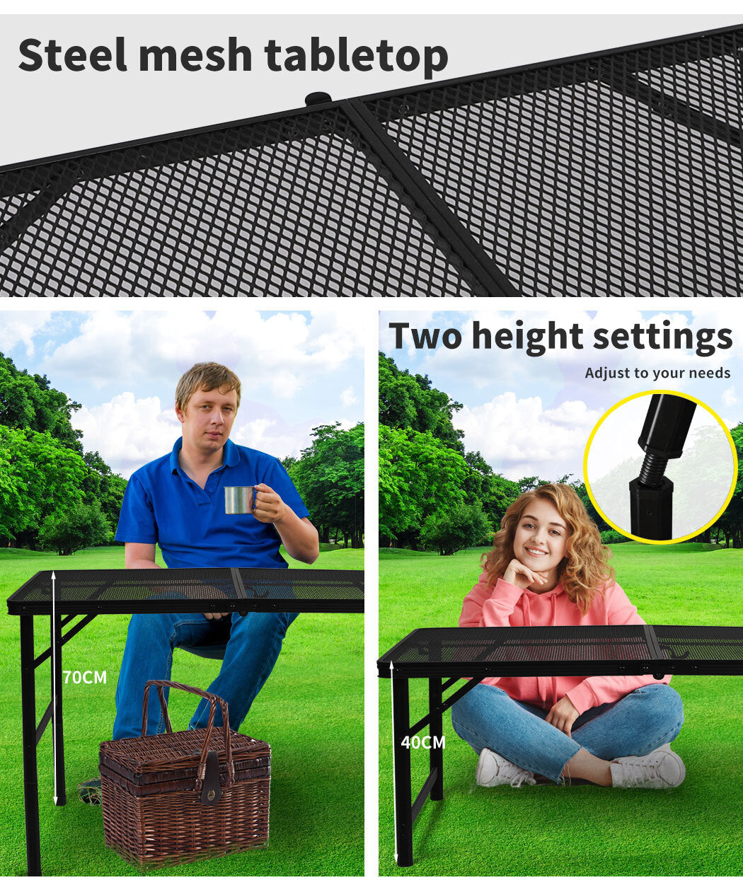 Levede Portable Foldable Aluminium Grill Table for Outdoor BBQ and Camping