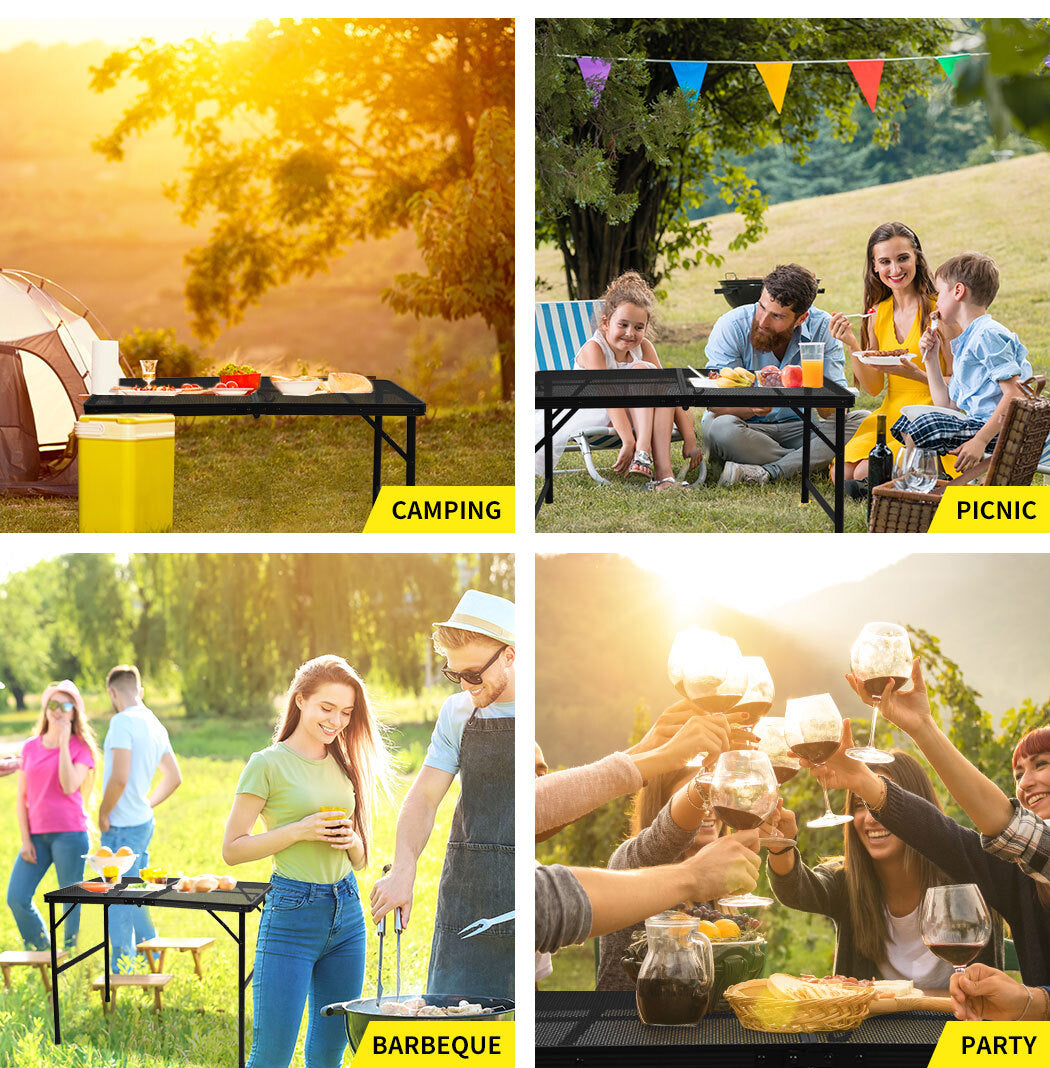 Levede Portable Foldable Aluminium Grill Table for Outdoor BBQ and Camping