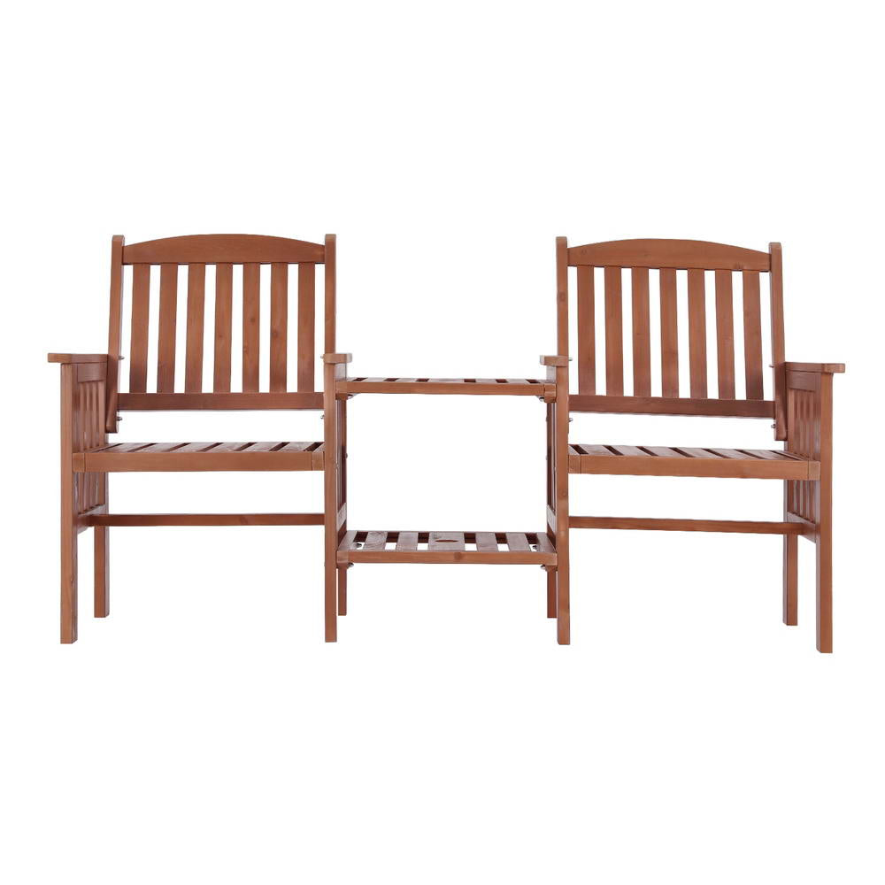 Gardeon Elegant Wooden Garden Bench with Integrated Table - Perfect for Outdoor Relaxation