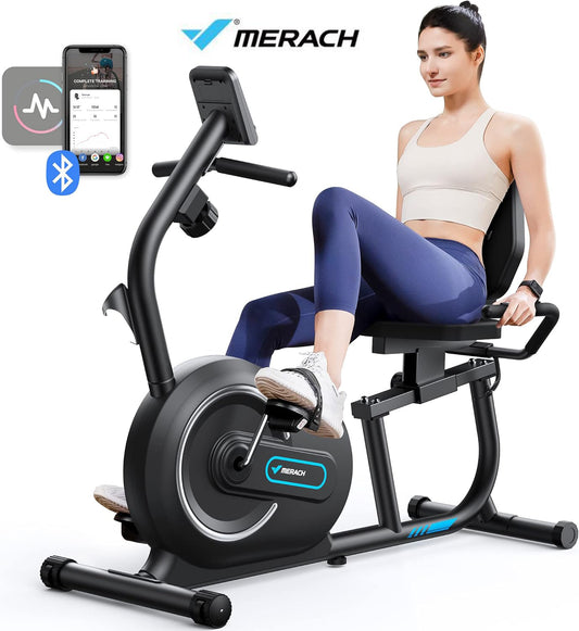 MERACH S08 Bluetooth Recumbent Magnetic Indoor Exercise Bike for Full-Body Workouts