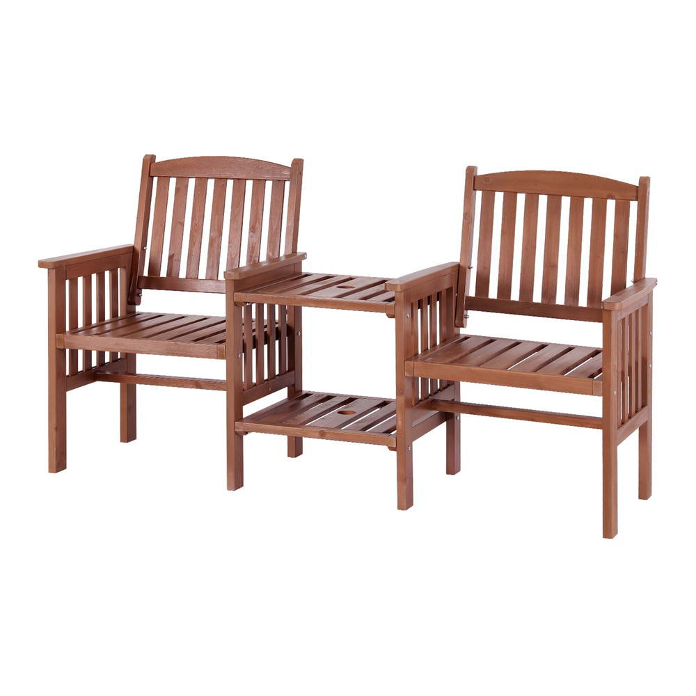 Gardeon Elegant Wooden Garden Bench with Integrated Table - Perfect for Outdoor Relaxation