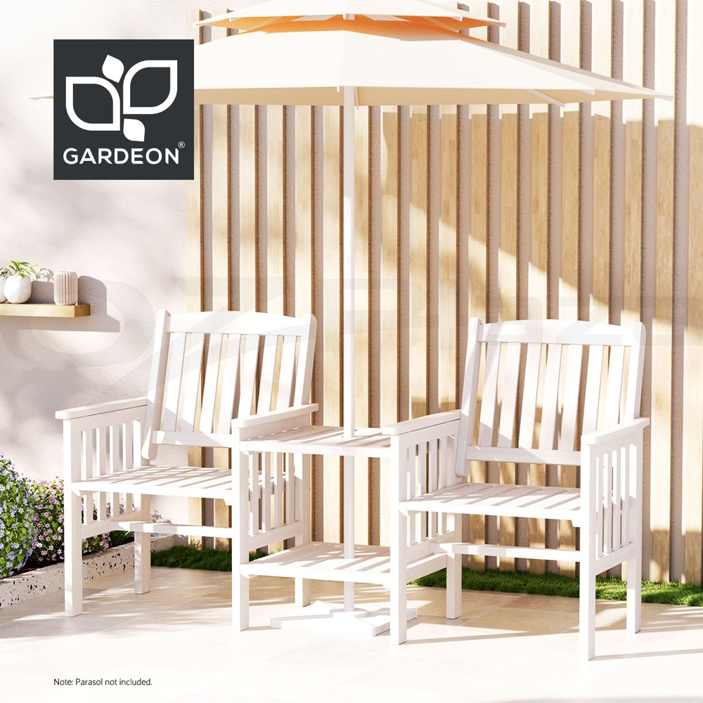 Gardeon Elegant Wooden Garden Bench with Integrated Table - Perfect for Outdoor Relaxation
