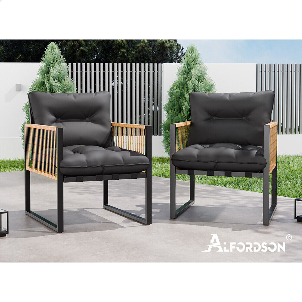 Transform Your Outdoor Space with ALFORDSON's Stylish 2-Piece Lounge Chair Set - Perfect for Relaxing in Comfort!
