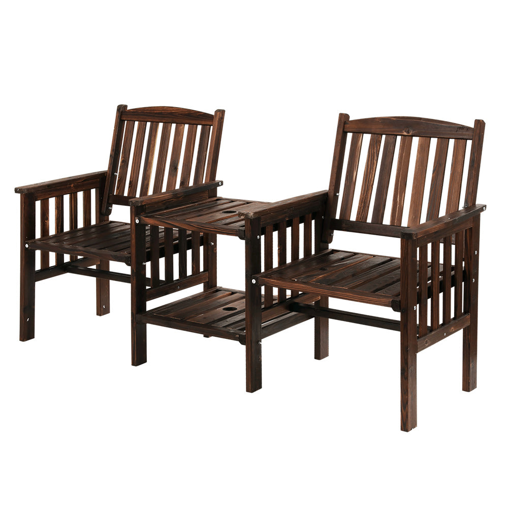 Gardeon Elegant Wooden Garden Bench with Integrated Table - Perfect for Outdoor Relaxation