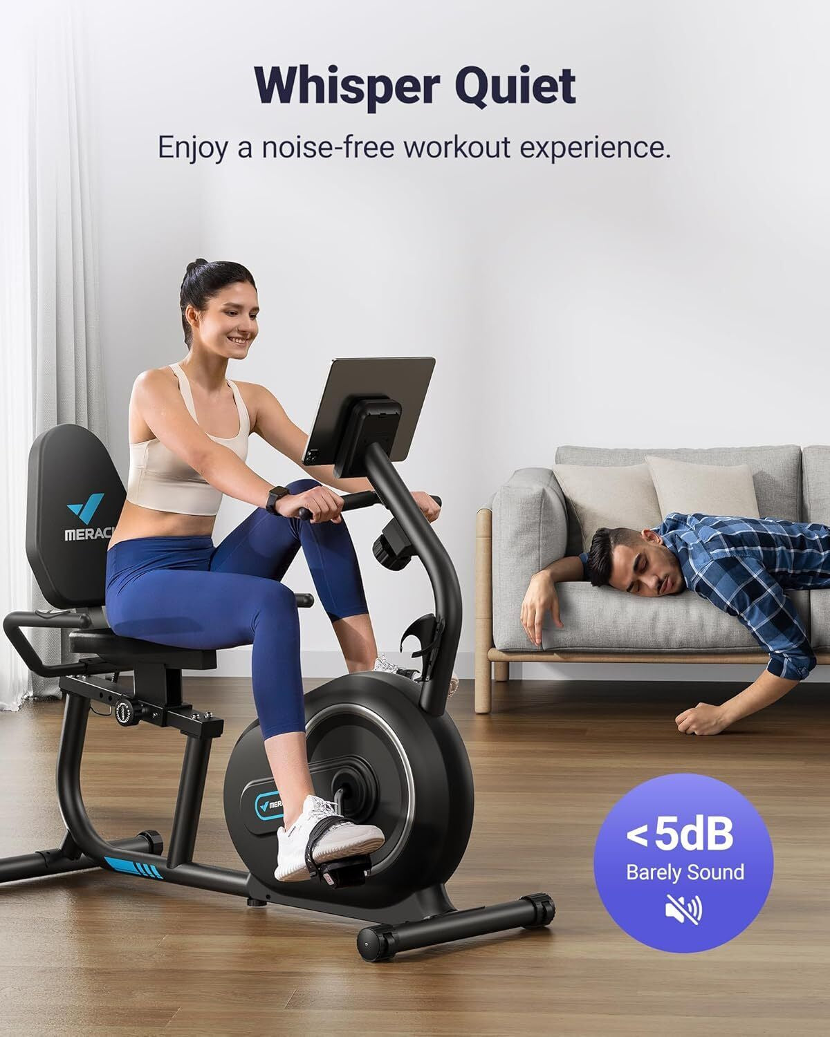 MERACH S08 Bluetooth Recumbent Magnetic Indoor Exercise Bike for Full-Body Workouts