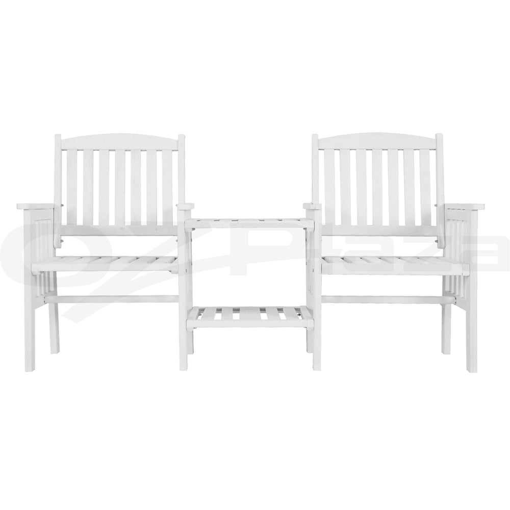 Gardeon Elegant Wooden Garden Bench with Integrated Table - Perfect for Outdoor Relaxation