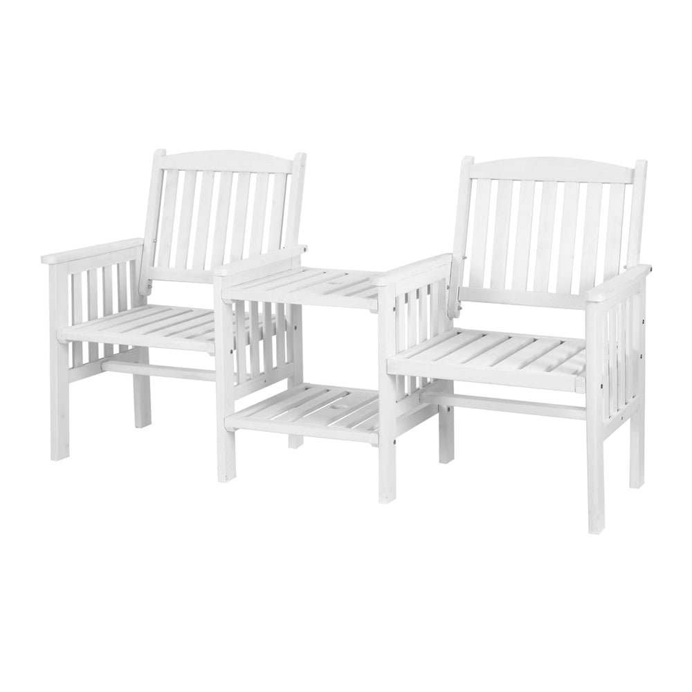 Gardeon Elegant Wooden Garden Bench with Integrated Table - Perfect for Outdoor Relaxation