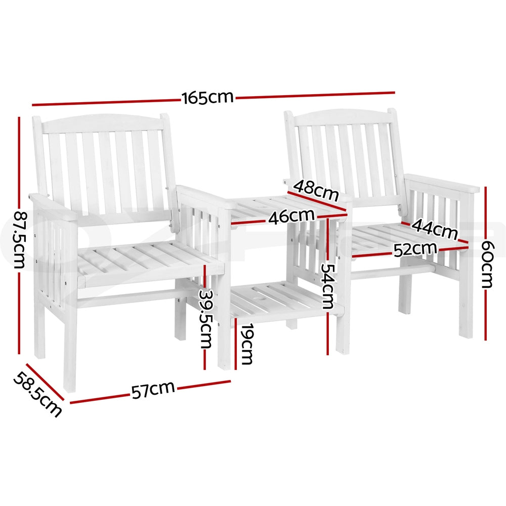 Gardeon Elegant Wooden Garden Bench with Integrated Table - Perfect for Outdoor Relaxation