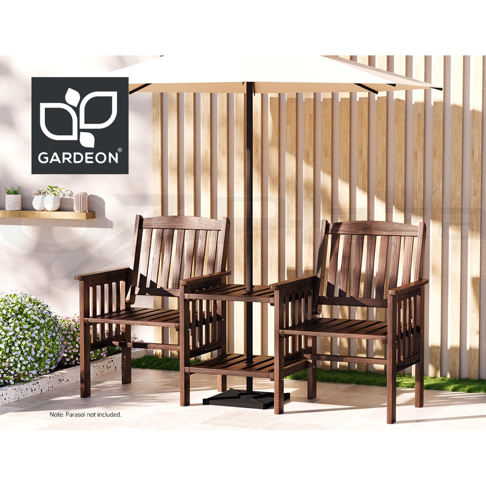 Gardeon Elegant Wooden Garden Bench with Integrated Table - Perfect for Outdoor Relaxation