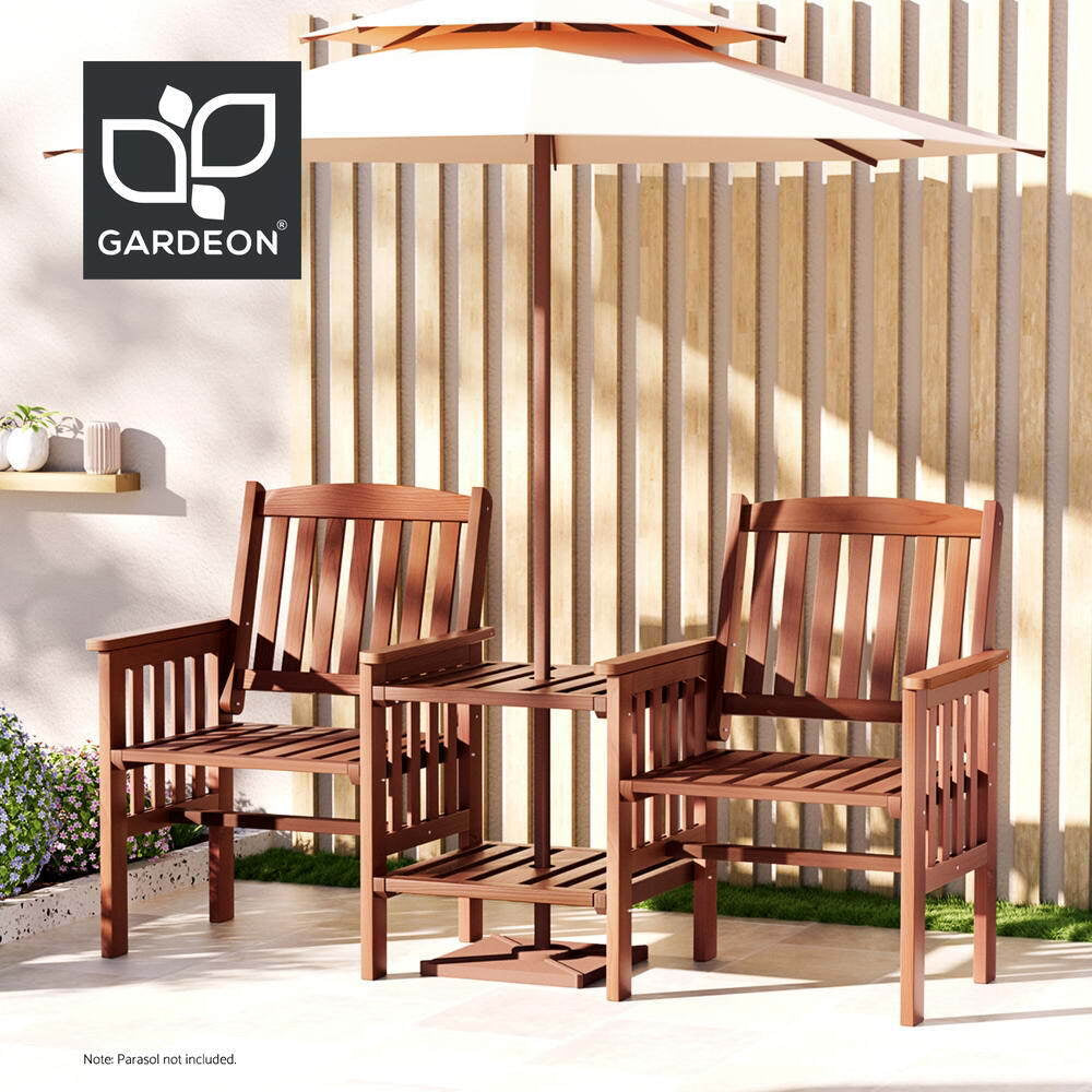 Gardeon Elegant Wooden Garden Bench with Integrated Table - Perfect for Outdoor Relaxation
