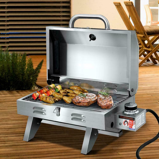 Portable Marine Gas BBQ Grill Smoker with Hood - AGA Approved for Camping
