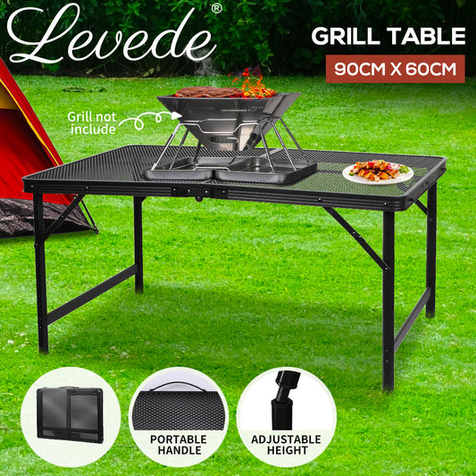 Levede Portable Foldable Aluminium Grill Table for Outdoor BBQ and Camping